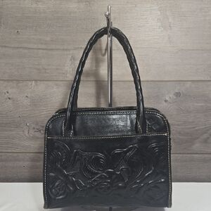Patricia Nash Black Tooled Leather Tote Handbag